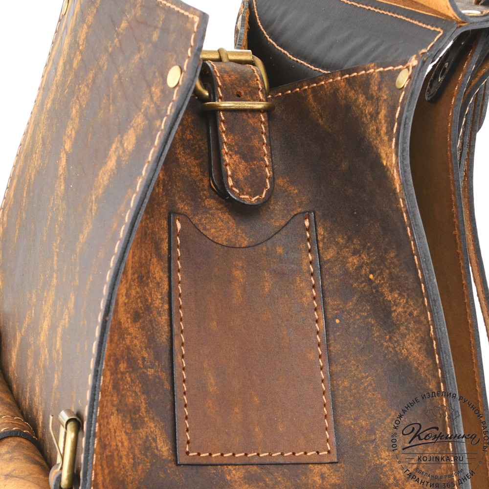 Мужской кожаный рюкзак "Байкер" (рыжее старение)